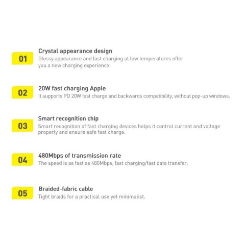 Baseus Baseus Crystal Shine Series kabel przewód USB do szybkiego ładowania i transferu danych USB Typ C - Lightning 20W 1,2m fioletowy Baseus Baseus Crystal Shine Series kabel przewód USB do szybkiego ładowania i transferu danych USB Typ C - Lightning 20W 1,2m fioletowy