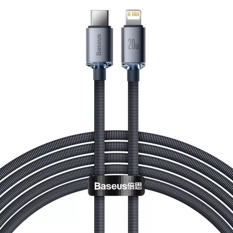 Baseus Baseus Crystal Shine Series kabel przewód USB do szybkiego ładowania i transferu danych USB Typ C - Lightning 20W 2m czarny (CAJ Baseus Baseus Crystal Shine Series kabel przewód USB do szybkiego ładowania i transferu danych USB Typ C - Lightning 20W 2m czarny (CAJ