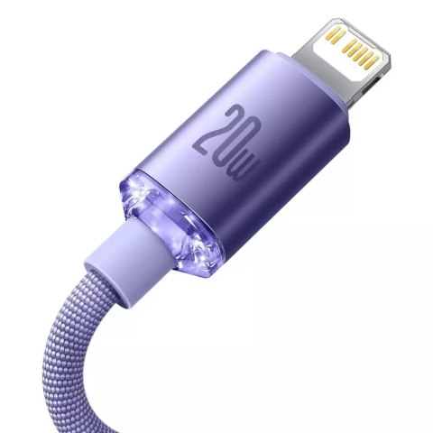 Baseus Baseus Crystal Shine Series kabel przewód USB do szybkiego ładowania i transferu danych USB Typ C - Lightning 20W 2m fioletowy ( Baseus Baseus Crystal Shine Series kabel przewód USB do szybkiego ładowania i transferu danych USB Typ C - Lightning 20W 2m fioletowy (