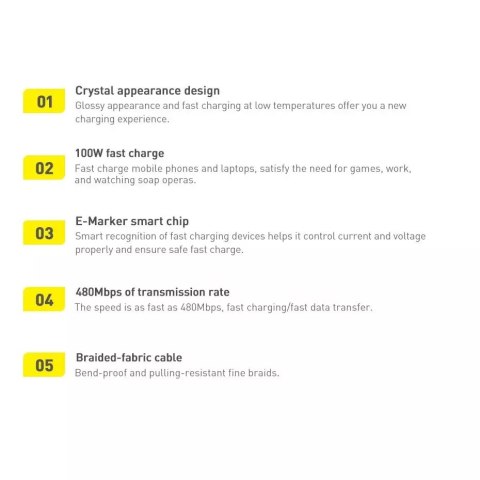 Baseus Baseus Crystal Shine Series kabel przewód USB do szybkiego ładowania i transferu danych USB Typ C - USB Typ C 100W 1,2m czarny ( Baseus Baseus Crystal Shine Series kabel przewód USB do szybkiego ładowania i transferu danych USB Typ C - USB Typ C 100W 1,2m czarny (