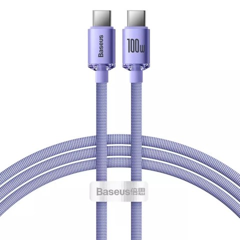 Baseus Baseus Crystal Shine Series kabel przewód USB do szybkiego ładowania i transferu danych USB Typ C - USB Typ C 100W 1,2m fioletow Baseus Baseus Crystal Shine Series kabel przewód USB do szybkiego ładowania i transferu danych USB Typ C - USB Typ C 100W 1,2m fioletow