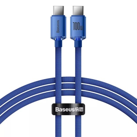 Baseus Baseus Crystal Shine Series kabel przewód USB do szybkiego ładowania i transferu danych USB Typ C - USB Typ C 100W 1,2m niebiesk Baseus Baseus Crystal Shine Series kabel przewód USB do szybkiego ładowania i transferu danych USB Typ C - USB Typ C 100W 1,2m niebiesk
