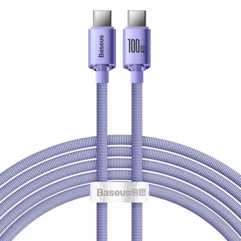 Baseus Baseus Crystal Shine Series kabel przewód USB do szybkiego ładowania i transferu danych USB Typ C - USB Typ C 100W 2m fioletowy Baseus Baseus Crystal Shine Series kabel przewód USB do szybkiego ładowania i transferu danych USB Typ C - USB Typ C 100W 2m fioletowy