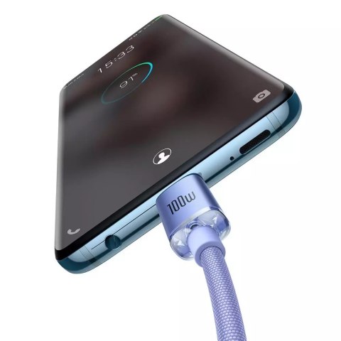 Baseus Baseus Crystal Shine Series kabel przewód USB do szybkiego ładowania i transferu danych USB Typ C - USB Typ C 100W 2m fioletowy Baseus Baseus Crystal Shine Series kabel przewód USB do szybkiego ładowania i transferu danych USB Typ C - USB Typ C 100W 2m fioletowy