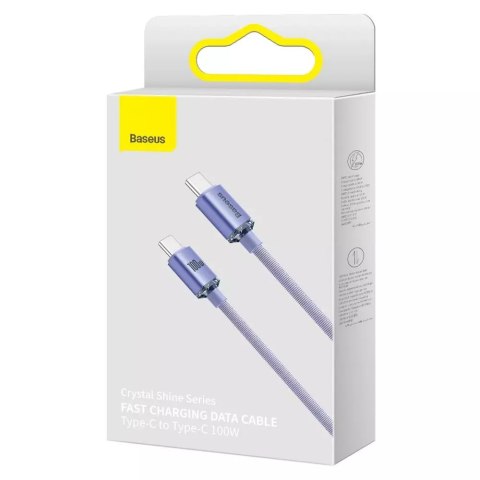 Baseus Baseus Crystal Shine Series kabel przewód USB do szybkiego ładowania i transferu danych USB Typ C - USB Typ C 100W 2m fioletowy Baseus Baseus Crystal Shine Series kabel przewód USB do szybkiego ładowania i transferu danych USB Typ C - USB Typ C 100W 2m fioletowy