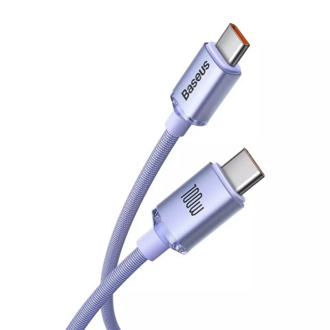 Baseus Baseus Crystal Shine Series kabel przewód USB do szybkiego ładowania i transferu danych USB Typ C - USB Typ C 100W 2m fioletowy Baseus Baseus Crystal Shine Series kabel przewód USB do szybkiego ładowania i transferu danych USB Typ C - USB Typ C 100W 2m fioletowy