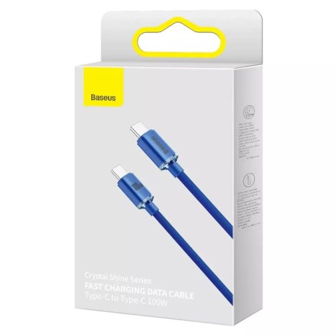 Baseus Baseus Crystal Shine Series kabel przewód USB do szybkiego ładowania i transferu danych USB Typ C - USB Typ C 100W 2m niebieski Baseus Baseus Crystal Shine Series kabel przewód USB do szybkiego ładowania i transferu danych USB Typ C - USB Typ C 100W 2m niebieski