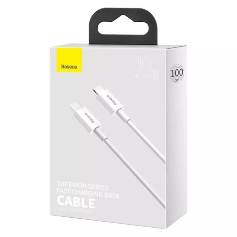 Baseus Baseus Superior kabel USB Typ C - Lightning Power Delivery 20 W 1 m Biały (CATLYS-A02) Baseus Baseus Superior kabel USB Typ C - Lightning Power Delivery 20 W 1 m Biały (CATLYS-A02)