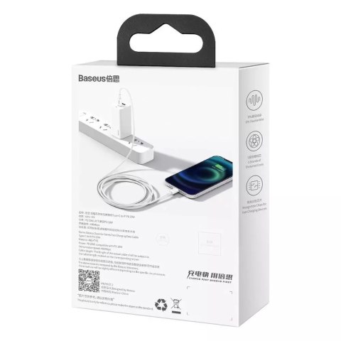 Baseus Baseus Superior kabel USB Typ C - Lightning Power Delivery 20 W 1 m Biały (CATLYS-A02) Baseus Baseus Superior kabel USB Typ C - Lightning Power Delivery 20 W 1 m Biały (CATLYS-A02)