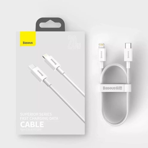 Baseus Baseus Superior kabel USB Typ C - Lightning Power Delivery 20 W 1 m Biały (CATLYS-A02) Baseus Baseus Superior kabel USB Typ C - Lightning Power Delivery 20 W 1 m Biały (CATLYS-A02)