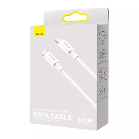 Baseus Baseus Superior kabel przewód USB Typ C - USB Typ C szybkie ładowanie Quick Charge / Power Delivery / FCP 100W 5A 20V 1m biały ( Baseus Baseus Superior kabel przewód USB Typ C - USB Typ C szybkie ładowanie Quick Charge / Power Delivery / FCP 100W 5A 20V 1m biały (