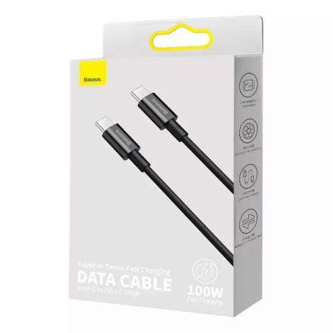 Baseus Baseus Superior kabel przewód USB Typ C - USB Typ C szybkie ładowanie Quick Charge / Power Delivery / FCP 100W 5A 20V 2m czarny Baseus Baseus Superior kabel przewód USB Typ C - USB Typ C szybkie ładowanie Quick Charge / Power Delivery / FCP 100W 5A 20V 2m czarny