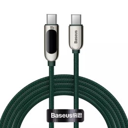Baseus Baseus kabel USB Typ C - USB Typ C 100W (20V / 5A) Power Delivery z wyświetlaczem ekranem miernik mocy 2m zielony (CATSK-C06)