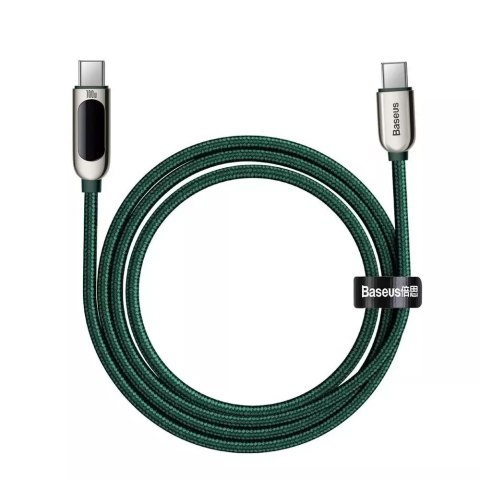 Baseus Baseus kabel USB Typ C - USB Typ C 100W (20V / 5A) Power Delivery z wyświetlaczem ekranem miernik mocy 2m zielony (CATSK-C06) Baseus Baseus kabel USB Typ C - USB Typ C 100W (20V / 5A) Power Delivery z wyświetlaczem ekranem miernik mocy 2m zielony (CATSK-C06)