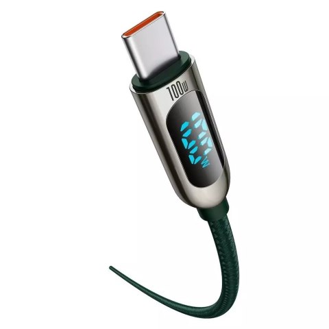Baseus Baseus kabel USB Typ C - USB Typ C 100W (20V / 5A) Power Delivery z wyświetlaczem ekranem miernik mocy 2m zielony (CATSK-C06) Baseus Baseus kabel USB Typ C - USB Typ C 100W (20V / 5A) Power Delivery z wyświetlaczem ekranem miernik mocy 2m zielony (CATSK-C06)
