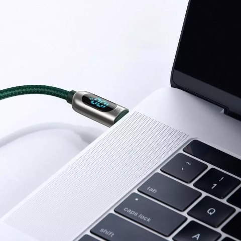 Baseus Baseus kabel USB Typ C - USB Typ C 100W (20V / 5A) Power Delivery z wyświetlaczem ekranem miernik mocy 2m zielony (CATSK-C06) Baseus Baseus kabel USB Typ C - USB Typ C 100W (20V / 5A) Power Delivery z wyświetlaczem ekranem miernik mocy 2m zielony (CATSK-C06)