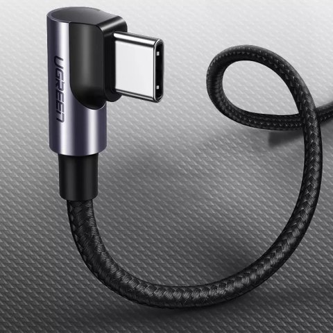 UGreen Ugreen kątowy kabel przewód USB Typ C - USB Typ C Power Delivery 60 W 20 V 3 A 2 m czarno-szary (US255 50125) UGreen Ugreen kątowy kabel przewód USB Typ C - USB Typ C Power Delivery 60 W 20 V 3 A 2 m czarno-szary (US255 50125)