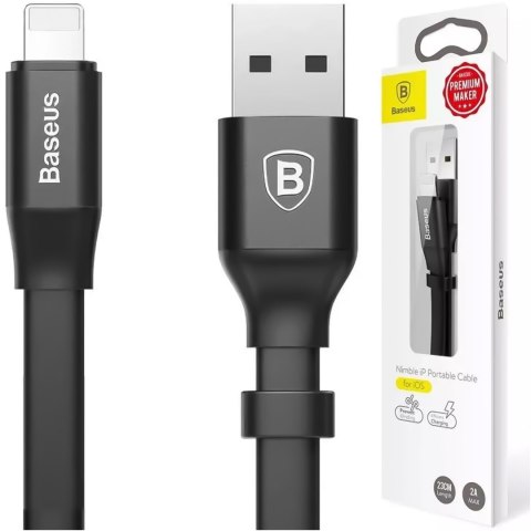 Baseus Kabel USB do Lightning do Apple iPhone płaski mocny przewód Baseus Nimble Cable 23cm Czarny Baseus Kabel USB do Lightning do Apple iPhone płaski mocny przewód Baseus Nimble Cable 23cm Czarny
