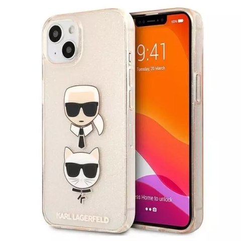 Karl Lagerfeld Karl Lagerfeld KLHCP13SKCTUGLGO iPhone 13 mini 5,4" złoty/gold hardcase Glitter Karl`s & Choupette Karl Lagerfeld Karl Lagerfeld KLHCP13SKCTUGLGO iPhone 13 mini 5,4" złoty/gold hardcase Glitter Karl`s & Choupette