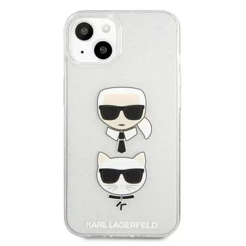 Karl Lagerfeld Karl Lagerfeld KLHCP13SKCTUGLS iPhone 13 mini 5,4" srebrny/silver hardcase Glitter Karl`s & Choupette Karl Lagerfeld Karl Lagerfeld KLHCP13SKCTUGLS iPhone 13 mini 5,4" srebrny/silver hardcase Glitter Karl`s & Choupette