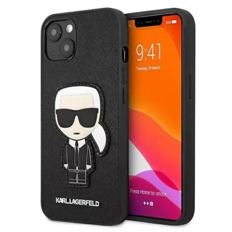 Karl Lagerfeld Karl Lagerfeld KLHCP13SOKPK iPhone 13 mini 5,4" czarny/black hardcase Saffiano Ikonik Karl`s Patch Karl Lagerfeld Karl Lagerfeld KLHCP13SOKPK iPhone 13 mini 5,4" czarny/black hardcase Saffiano Ikonik Karl`s Patch