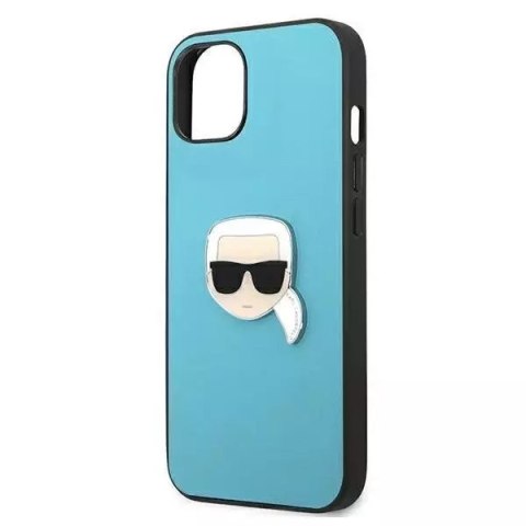 Karl Lagerfeld Karl Lagerfeld KLHCP13SPKMB iPhone 13 mini 5,4" niebieski/blue hardcase Leather Ikonik Karl`s Head Metal Karl Lagerfeld Karl Lagerfeld KLHCP13SPKMB iPhone 13 mini 5,4" niebieski/blue hardcase Leather Ikonik Karl`s Head Metal
