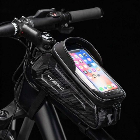 RockBros Etui torba sakwa na rower wodoodporna rowerowa uchwyt rowerowy na telefon 6.8 cali na ramę 1.7L RockBros czarny RockBros Etui torba sakwa na rower wodoodporna rowerowa uchwyt rowerowy na telefon 6.8 cali na ramę 1.7L RockBros czarny