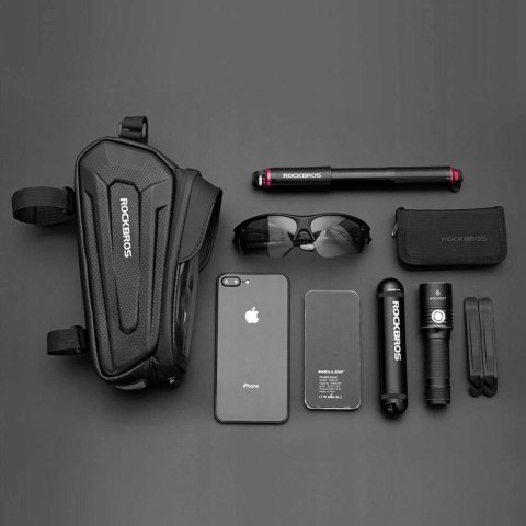 RockBros Etui torba sakwa na rower wodoodporna rowerowa uchwyt rowerowy na telefon 6.8 cali na ramę 1.7L RockBros czarny RockBros Etui torba sakwa na rower wodoodporna rowerowa uchwyt rowerowy na telefon 6.8 cali na ramę 1.7L RockBros czarny