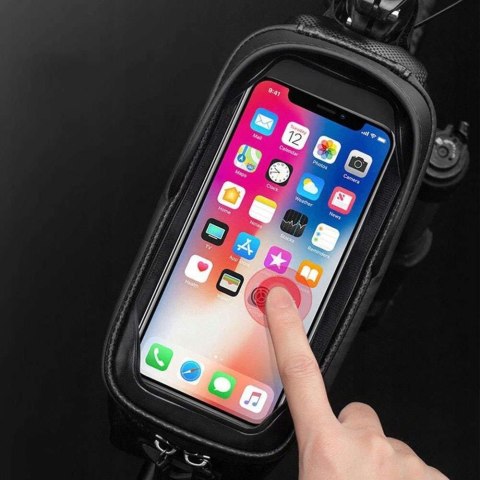 RockBros Etui torba sakwa na rower wodoodporna rowerowa uchwyt rowerowy na telefon 6.8 cali na ramę 1.7L RockBros czarny RockBros Etui torba sakwa na rower wodoodporna rowerowa uchwyt rowerowy na telefon 6.8 cali na ramę 1.7L RockBros czarny