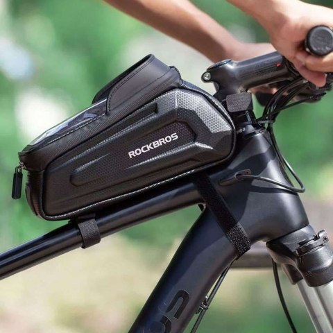 RockBros Etui torba sakwa na rower wodoodporna rowerowa uchwyt rowerowy na telefon 6.8 cali na ramę 1.7L RockBros czarny RockBros Etui torba sakwa na rower wodoodporna rowerowa uchwyt rowerowy na telefon 6.8 cali na ramę 1.7L RockBros czarny