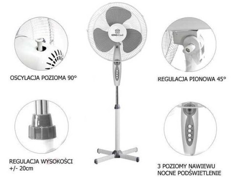 KINGHOFF WENTYLATOR WIATRAK STOJĄCY PODŁOGOWY KINGCOOL KC-2124 biało/szary KINGHOFF WENTYLATOR WIATRAK STOJĄCY PODŁOGOWY KINGCOOL KC-2124 biało/szary