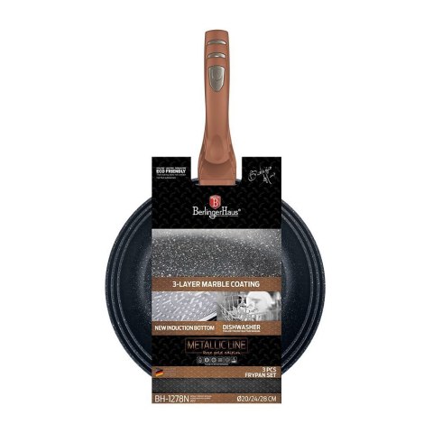 BERLINGER HAUS ZESTAW 3 PATELNI GRANITOWYCH 20/24/28CM BERLINGER HAUS METALLIC LINE ROSE GOLD BH-1278 BERLINGER HAUS ZESTAW 3 PATELNI GRANITOWYCH 20/24/28CM BERLINGER HAUS METALLIC LINE ROSE GOLD BH-1278