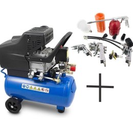 E-hurtownia ZESTAW Kompaktowa, Mobilna Sprężarka Pojemność 24l 1500W + 13 elementów