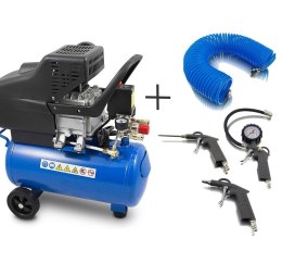 E-hurtownia ZESTAW Kompaktowa, Mobilna Sprężarka Pojemność 24l 1500W + 4 elementy