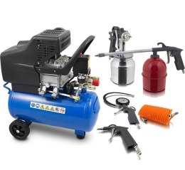 E-hurtownia ZESTAW Kompaktowa, Mobilna Sprężarka Pojemność 24l 1500W + 5 elementów