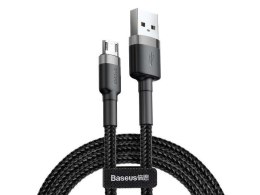 Baseus Kabel nylonowy Baseus Cafule Micro-USB 2.4A 100cm Czarny/szary