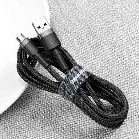 Baseus Kabel nylonowy Baseus Cafule Micro-USB 2.4A 100cm Czarny/szary Baseus Kabel nylonowy Baseus Cafule Micro-USB 2.4A 100cm Czarny/szary