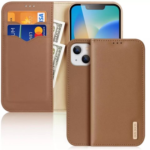 Dux Ducis Dux Ducis Hivo skórzane etui z klapką pokrowiec ze skóry naturalnej portfel na karty i dokumenty iPhone 14 brązowy Dux Ducis Dux Ducis Hivo skórzane etui z klapką pokrowiec ze skóry naturalnej portfel na karty i dokumenty iPhone 14 brązowy