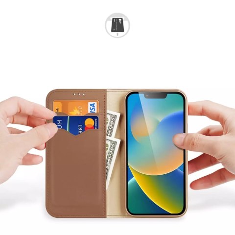 Dux Ducis Dux Ducis Hivo skórzane etui z klapką pokrowiec ze skóry naturalnej portfel na karty i dokumenty iPhone 14 brązowy Dux Ducis Dux Ducis Hivo skórzane etui z klapką pokrowiec ze skóry naturalnej portfel na karty i dokumenty iPhone 14 brązowy
