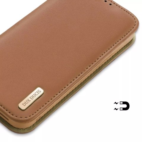 Dux Ducis Dux Ducis Hivo skórzane etui z klapką pokrowiec ze skóry naturalnej portfel na karty i dokumenty iPhone 14 brązowy Dux Ducis Dux Ducis Hivo skórzane etui z klapką pokrowiec ze skóry naturalnej portfel na karty i dokumenty iPhone 14 brązowy