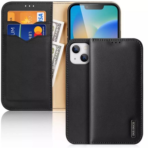 Dux Ducis Dux Ducis Hivo skórzane etui z klapką pokrowiec ze skóry naturalnej portfel na karty i dokumenty iPhone 14 czarny Dux Ducis Dux Ducis Hivo skórzane etui z klapką pokrowiec ze skóry naturalnej portfel na karty i dokumenty iPhone 14 czarny