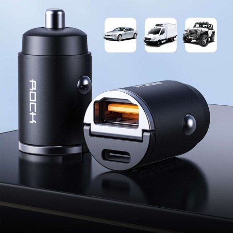Rock ROCK H15 Ładowarka samochodowa USB-A USB-C PD 30W Rock ROCK H15 Ładowarka samochodowa USB-A USB-C PD 30W