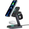 Acefast Acefast bezprzewodowa ładowarka Qi 15W do iPhone (z MagSafe), Apple Watch i Apple AirPods stojak podstawka uchwyt magnetyczny cz