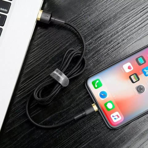 Baseus Baseus Cafule Cable wytrzymały nylonowy kabel przewód USB / Lightning QC3.0 2.4A 1M czarno-złoty (CALKLF-BV1) Baseus Baseus Cafule Cable wytrzymały nylonowy kabel przewód USB / Lightning QC3.0 2.4A 1M czarno-złoty (CALKLF-BV1)