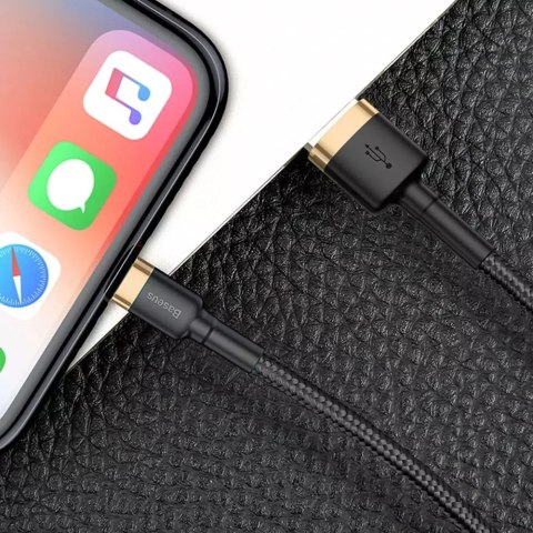 Baseus Baseus Cafule Cable wytrzymały nylonowy kabel przewód USB / Lightning QC3.0 2.4A 1M czarno-złoty (CALKLF-BV1) Baseus Baseus Cafule Cable wytrzymały nylonowy kabel przewód USB / Lightning QC3.0 2.4A 1M czarno-złoty (CALKLF-BV1)