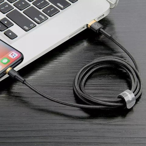 Baseus Baseus Cafule Cable wytrzymały nylonowy kabel przewód USB / Lightning QC3.0 2.4A 1M czarno-złoty (CALKLF-BV1) Baseus Baseus Cafule Cable wytrzymały nylonowy kabel przewód USB / Lightning QC3.0 2.4A 1M czarno-złoty (CALKLF-BV1)