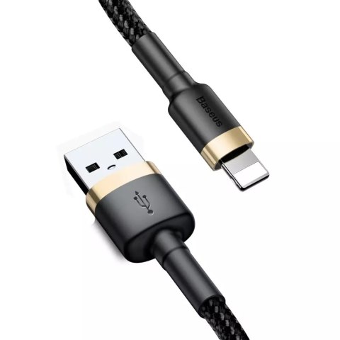 Baseus Baseus Cafule Cable wytrzymały nylonowy kabel przewód USB / Lightning QC3.0 2.4A 1M czarno-złoty (CALKLF-BV1) Baseus Baseus Cafule Cable wytrzymały nylonowy kabel przewód USB / Lightning QC3.0 2.4A 1M czarno-złoty (CALKLF-BV1)