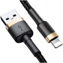 Baseus Baseus Cafule Cable wytrzymały nylonowy kabel przewód USB / Lightning QC3.0 2.4A 1M czarno-złoty (CALKLF-BV1)