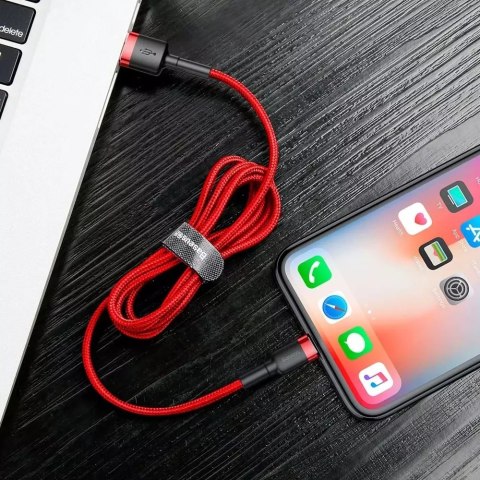 Baseus Baseus Cafule Cable wytrzymały nylonowy kabel przewód USB / Lightning QC3.0 2.4A 1M czerwony (CALKLF-B09) Baseus Baseus Cafule Cable wytrzymały nylonowy kabel przewód USB / Lightning QC3.0 2.4A 1M czerwony (CALKLF-B09)