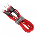Baseus Baseus Cafule Cable wytrzymały nylonowy kabel przewód USB / Lightning QC3.0 2.4A 1M czerwony (CALKLF-B09)